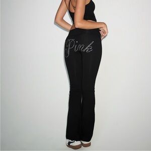 PINK rhinestone y2k black fold over flare leggings *limited edition* NWT